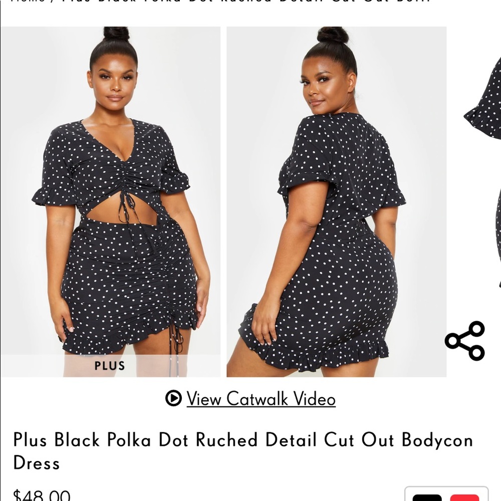 Plus Polka Dot Cut-out Dress